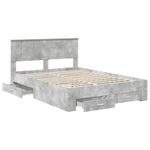 Casa si Gradina - Mobilier - Paturi si accesorii - Paturi - Cadru de pat cu sertar Gri din beton 140 x 200 cm Lemn compozit - Infinity.ro