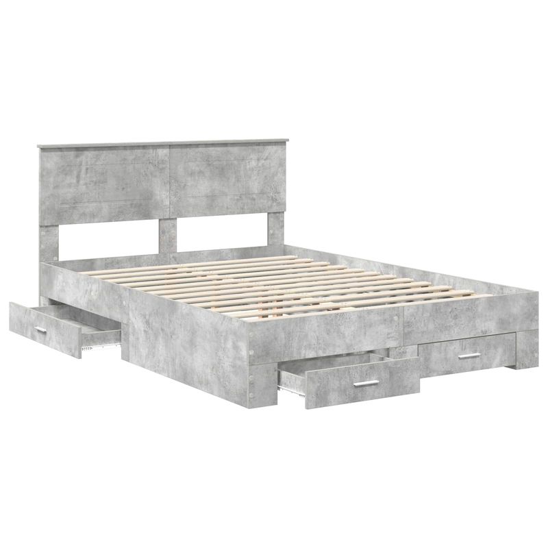 Casa si Gradina - Mobilier - Paturi si accesorii - Paturi - Cadru de pat cu sertar Gri din beton 140 x 200 cm Lemn compozit - Infinity.ro