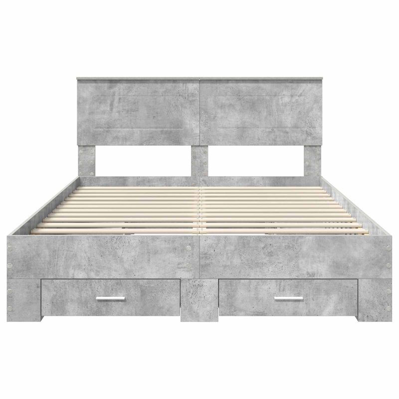 Casa si Gradina - Mobilier - Paturi si accesorii - Paturi - Cadru de pat cu sertar Gri din beton 140 x 200 cm Lemn compozit - Infinity.ro
