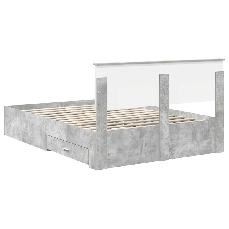 Casa si Gradina - Mobilier - Paturi si accesorii - Paturi - Cadru de pat cu sertar Gri din beton 140 x 200 cm Lemn compozit - Infinity.ro