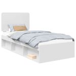 Casa si Gradina - Mobilier - Paturi si accesorii - Paturi - Cadru de pat cu headboard Alb 75 x 190 cm Lemn de pin masiv - Infinity.ro