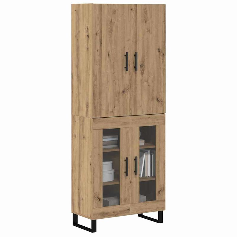 Casa si Gradina - Mobilier - Comode si corpuri - Comode - Bufet 2 pcs Stejar Artizanal Lemn Stratificat si Sticla - Infinity.ro