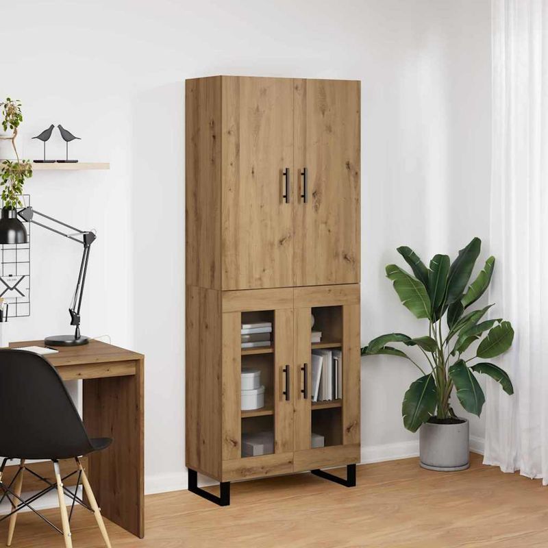 Casa si Gradina - Mobilier - Comode si corpuri - Comode - Bufet 2 pcs Stejar Artizanal Lemn Stratificat si Sticla - Infinity.ro