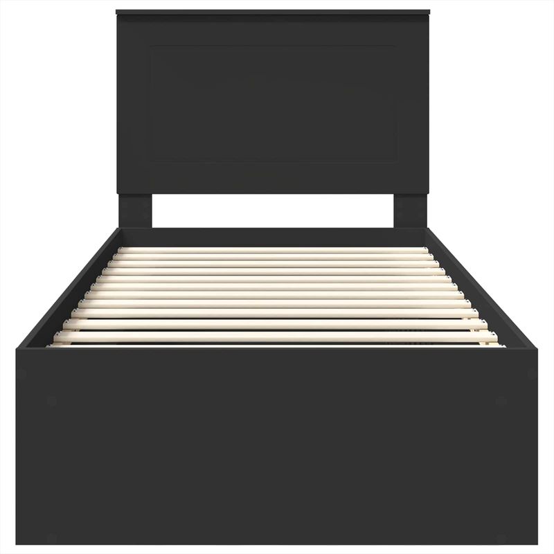 Casa si Gradina - Mobilier - Paturi si accesorii - Paturi - Cadru de pat cu headboard Negru 75 x 190 cm Lemn de pin masiv - Infinity.ro