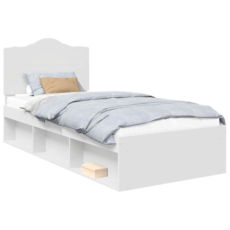 Casa si Gradina - Mobilier - Paturi si accesorii - Paturi - Cadru de pat cu headboard Alb 90 x 190 cm Lemn de pin masiv - Infinity.ro