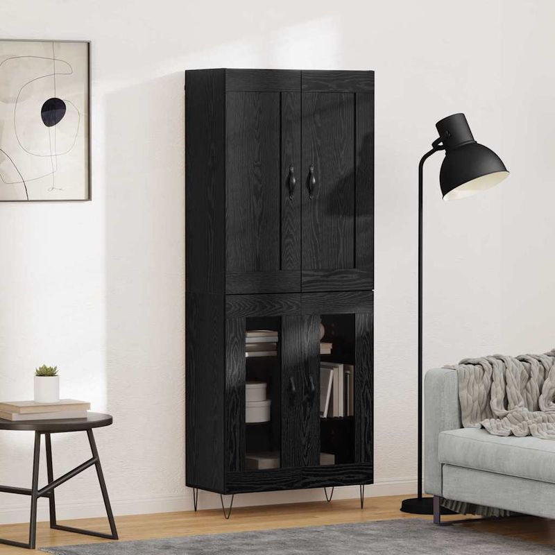 Casa si Gradina - Mobilier - Comode si corpuri - Corpuri bucatarie - Bufet Stejar Negru 69,5 x 34 x 180 cm Lemn compozit - Infinity.ro