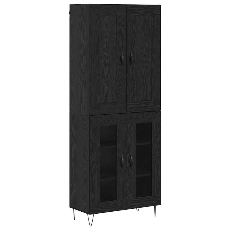 Casa si Gradina - Mobilier - Comode si corpuri - Comode - Bufet Stejar Negru 69,5 x 34 x 180 cm Lemn compozit - Infinity.ro