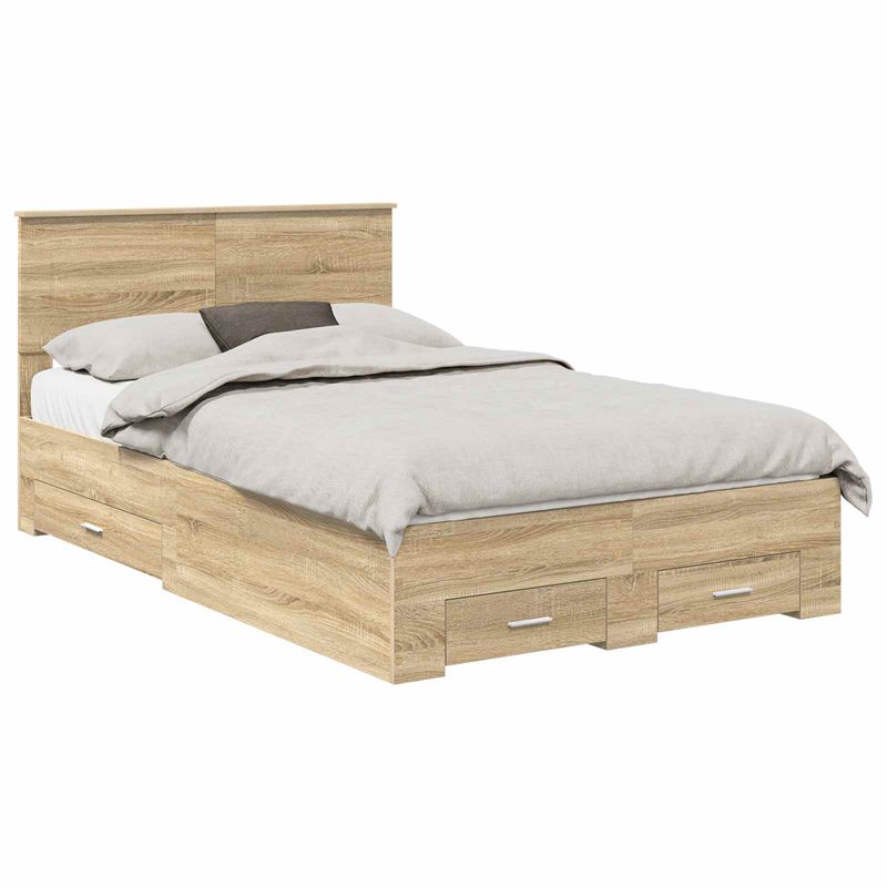 Casa si Gradina - Mobilier - Paturi si accesorii - Paturi - Cadru de pat cu sertar Stejar Sonoma 120 x 200 cm Lemn compozit - Infinity.ro