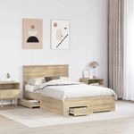 Casa si Gradina - Mobilier - Paturi si accesorii - Paturi - Cadru de pat cu sertar Stejar Sonoma 120 x 200 cm Lemn compozit - Infinity.ro