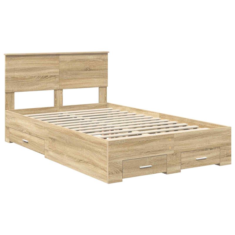 Casa si Gradina - Mobilier - Paturi si accesorii - Paturi - Cadru de pat cu sertar Stejar Sonoma 120 x 200 cm Lemn compozit - Infinity.ro
