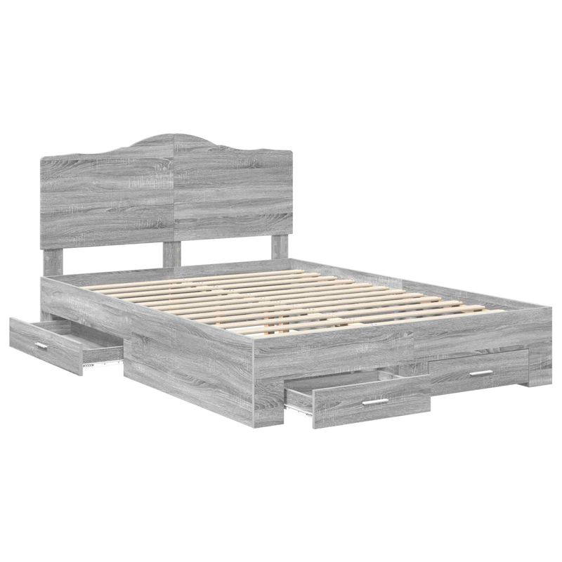 Casa si Gradina - Mobilier - Paturi si accesorii - Paturi - Cadru de pat cu headboard Gri Sonoma 140 x 190 cm Lemn compozit - Infinity.ro