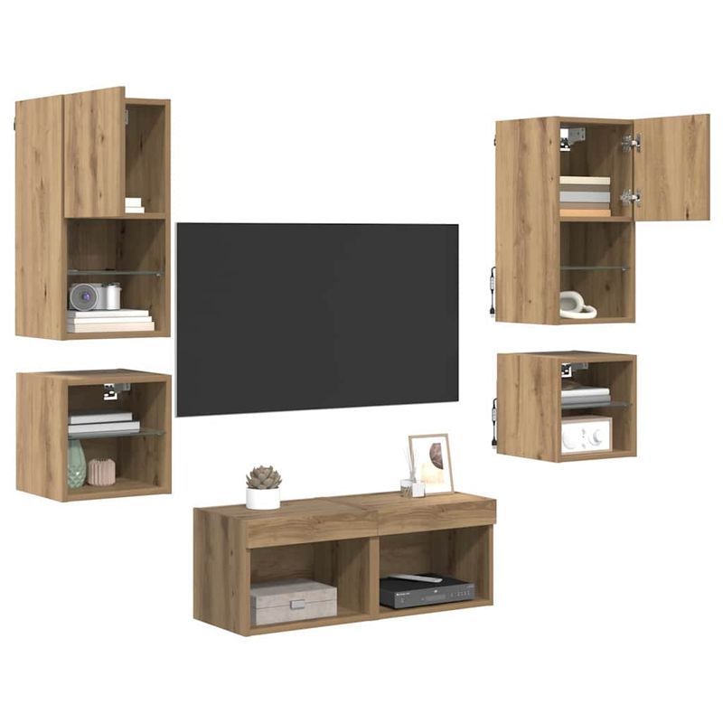 Casa si Gradina - Mobilier - Comode si corpuri - Comode - Unitati pentru Pereti de TV 8 pcs Stejar Artizanal - Infinity.ro