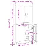 Casa si Gradina - Mobilier - Comode si corpuri - Corpuri bucatarie - Bufet Stejar Artizanal 69,5 x 34 x 180 cm Lemn compozit - Infinity.ro