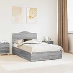 Casa si Gradina - Mobilier - Paturi si accesorii - Paturi - Cadru de pat cu headboard Gri Sonoma 135 x 190 cm Lemn compozit - Infinity.ro