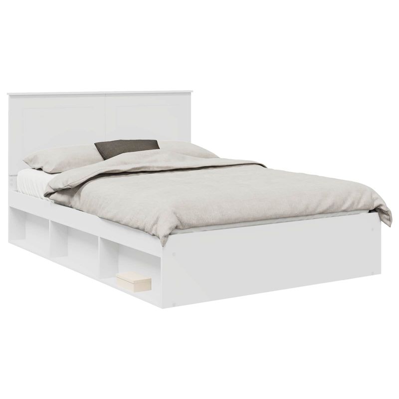 Casa si Gradina - Mobilier - Paturi si accesorii - Paturi - Cadru de pat cu headboard Alb 160 x 200 cm Lemn de pin masiv - Infinity.ro