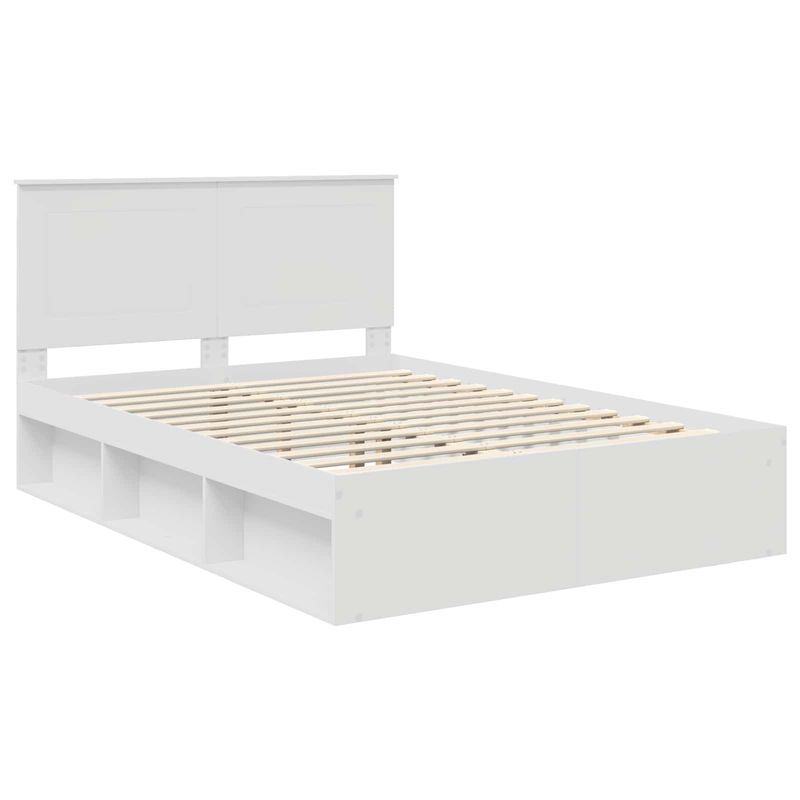 Casa si Gradina - Mobilier - Paturi si accesorii - Paturi - Cadru de pat cu headboard Alb 160 x 200 cm Lemn de pin masiv - Infinity.ro