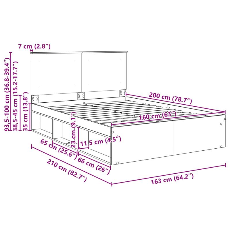 Casa si Gradina - Mobilier - Paturi si accesorii - Paturi - Cadru de pat cu headboard Alb 160 x 200 cm Lemn de pin masiv - Infinity.ro