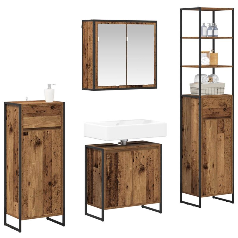 Casa si Gradina - Mobilier - Mobilier baie - Corpuri baie - Set de mobilier pentru baie cu sertar Lemn vechi Lemn compozit - Infinity.ro