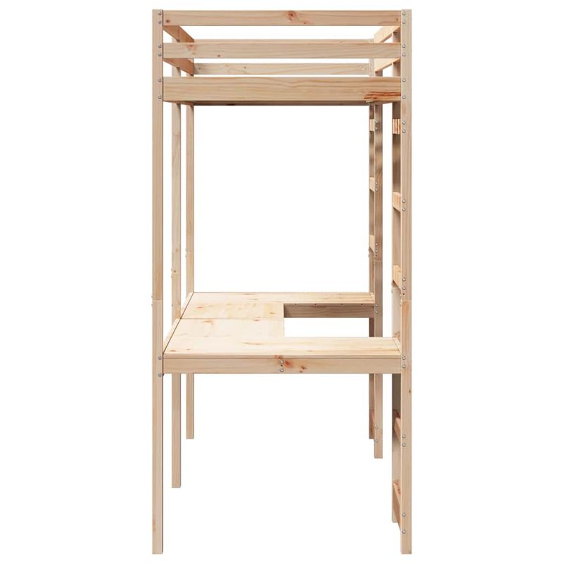 Casa si Gradina - Mobilier - Paturi si accesorii - Paturi - Cadru de pat tip loft natural 75 x 190 cm Lemn de pin masiv - Infinity.ro