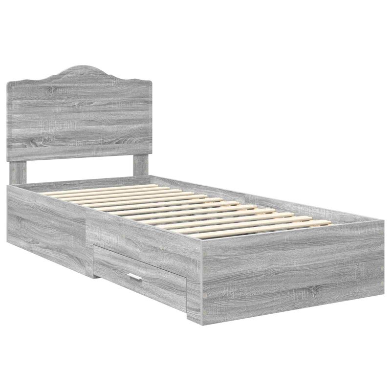 Casa si Gradina - Mobilier - Paturi si accesorii - Paturi - Cadru de pat cu headboard Gri Sonoma 100 x 200 cm Lemn compozit - Infinity.ro