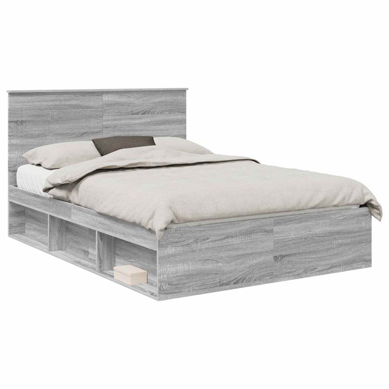 Casa si Gradina - Mobilier - Paturi si accesorii - Paturi - Cadru de pat Gri Sonoma 150 x 200 cm Lemn de pin masiv - Infinity.ro
