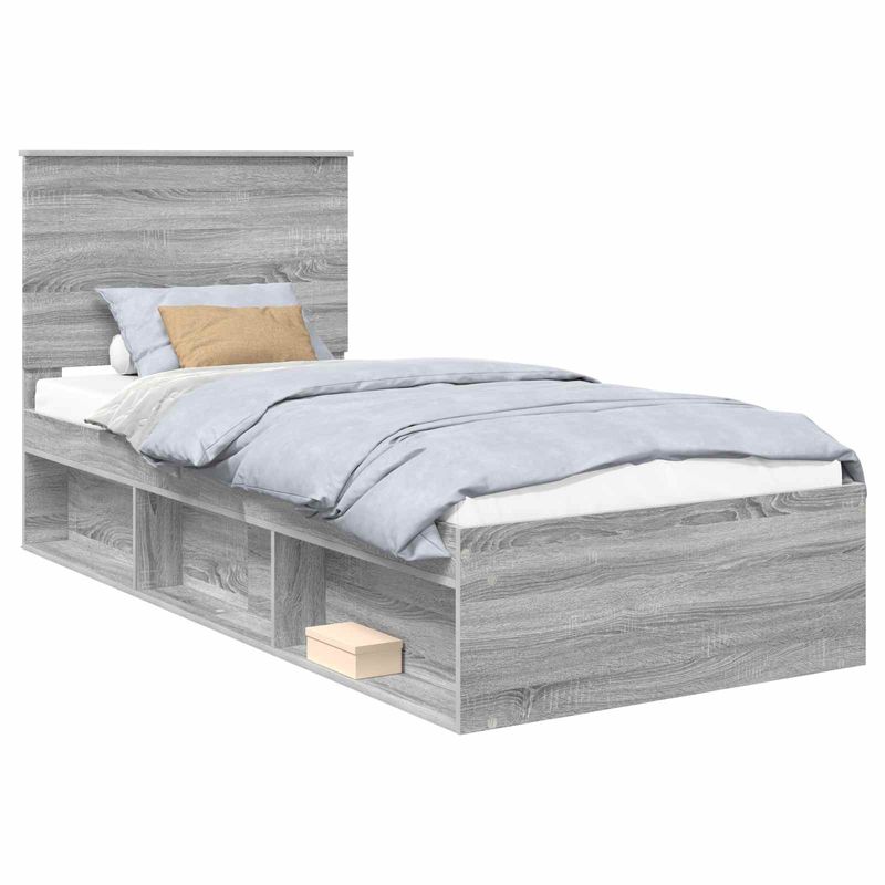 Casa si Gradina - Mobilier - Paturi si accesorii - Paturi - Cadru de pat Gri Sonoma 90 x 200 cm Lemn de pin masiv - Infinity.ro