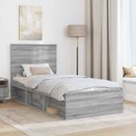 Casa si Gradina - Mobilier - Paturi si accesorii - Paturi - Cadru de pat Gri Sonoma 90 x 200 cm Lemn de pin masiv - Infinity.ro