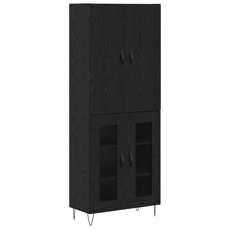 Casa si Gradina - Mobilier - Comode si corpuri - Comode - Bufet 2 pcs Stejar Negru Lemn tehnic si sticla - Infinity.ro
