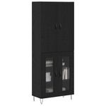 Casa si Gradina - Mobilier - Comode si corpuri - Comode - Bufet 2 pcs Stejar Negru Lemn tehnic si sticla - Infinity.ro