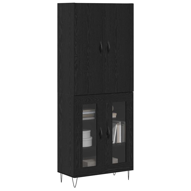 Casa si Gradina - Mobilier - Comode si corpuri - Comode - Bufet 2 pcs Stejar Negru Lemn tehnic si sticla - Infinity.ro