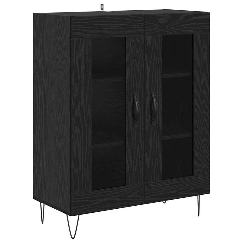 Casa si Gradina - Mobilier - Comode si corpuri - Comode - Bufet 2 pcs Stejar Negru Lemn tehnic si sticla - Infinity.ro
