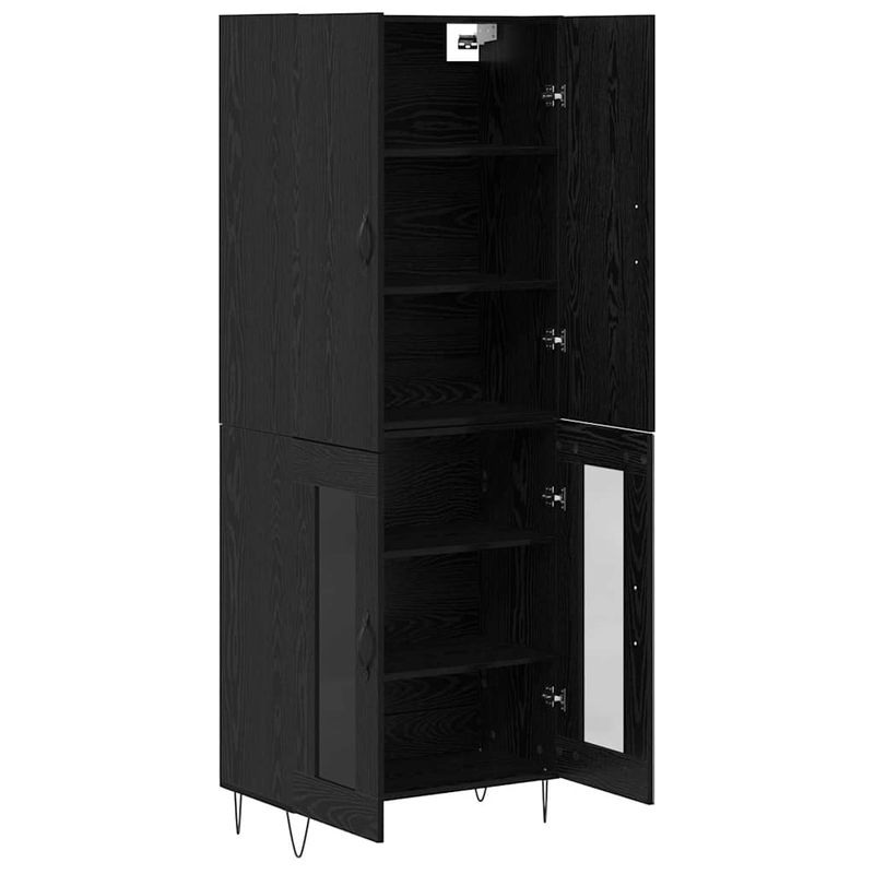 Casa si Gradina - Mobilier - Comode si corpuri - Comode - Bufet 2 pcs Stejar Negru Lemn tehnic si sticla - Infinity.ro