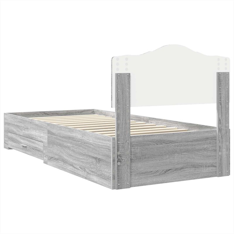 Casa si Gradina - Mobilier - Paturi si accesorii - Paturi - Cadru de pat cu headboard Gri Sonoma 90 x 190 cm Lemn compozit - Infinity.ro