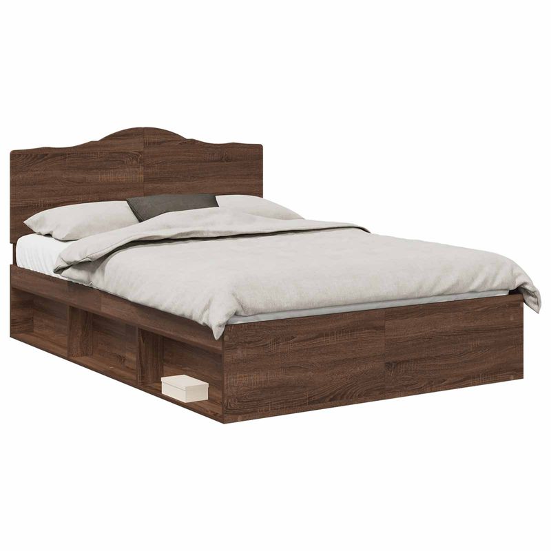 Casa si Gradina - Mobilier - Paturi si accesorii - Paturi - Cadru de pat Stejar inchis 140 x 200 cm Lemn de pin masiv - Infinity.ro