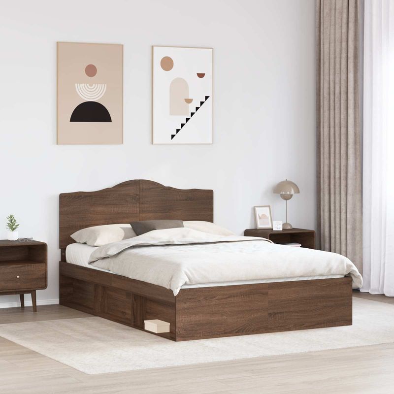 Casa si Gradina - Mobilier - Paturi si accesorii - Paturi - Cadru de pat Stejar inchis 140 x 200 cm Lemn de pin masiv - Infinity.ro