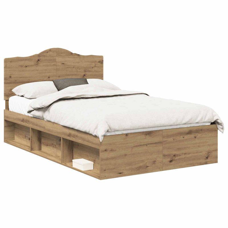 Casa si Gradina - Mobilier - Paturi si accesorii - Paturi - Cadru de pat Stejar artizanal 135 x 190 cm Lemn de pin masiv - Infinity.ro