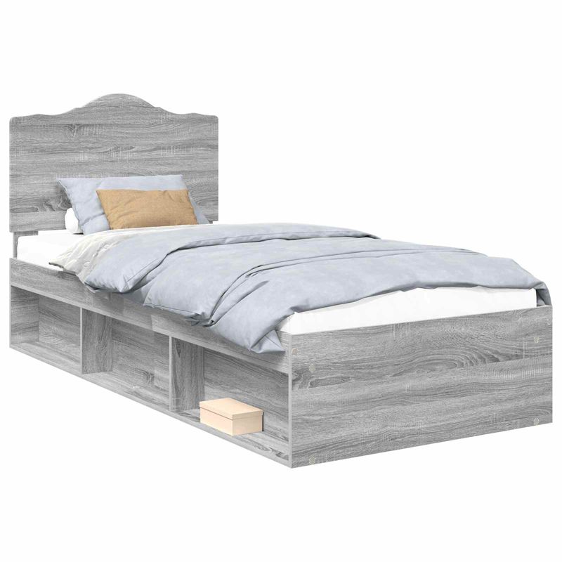 Casa si Gradina - Mobilier - Paturi si accesorii - Paturi - Cadru de pat Gri Sonoma 90 x 200 cm Lemn de pin masiv - Infinity.ro
