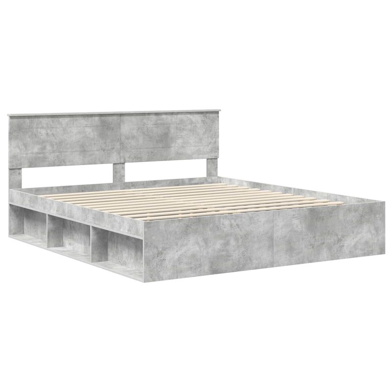 Casa si Gradina - Mobilier - Paturi si accesorii - Paturi - Cadru de pat cu headboard Beton 180 x 200 cm Lemn compozit - Infinity.ro