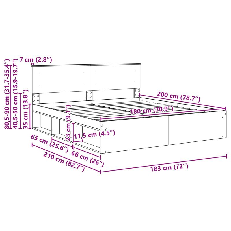 Casa si Gradina - Mobilier - Paturi si accesorii - Paturi - Cadru de pat cu headboard Beton 180 x 200 cm Lemn compozit - Infinity.ro