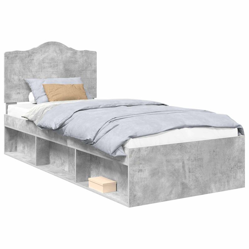 Casa si Gradina - Mobilier - Paturi si accesorii - Paturi - Cadru de pat Gri Concret 75 x 190 cm Lemn de pin masiv - Infinity.ro
