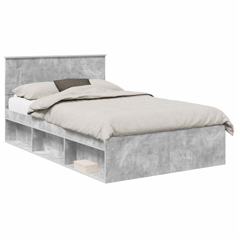 Casa si Gradina - Mobilier - Paturi si accesorii - Paturi - Cadru de pat Gri Concret 135 x 190 cm Lemn compozit - Infinity.ro