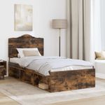 Casa si Gradina - Mobilier - Paturi si accesorii - Paturi - Cadru de pat Stejar fumuriu 75 x 190 cm Lemn de pin masiv - Infinity.ro