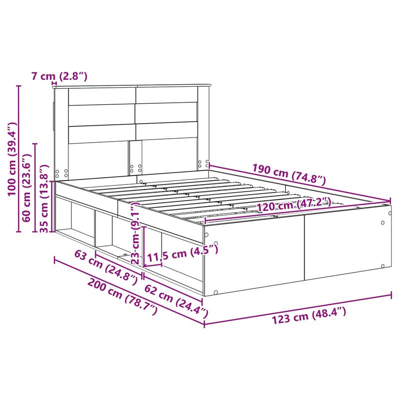 Casa si Gradina - Mobilier - Paturi si accesorii - Paturi - Cadru de pat cu headboard Alb 120 x 190 cm Lemn de pin masiv - Infinity.ro