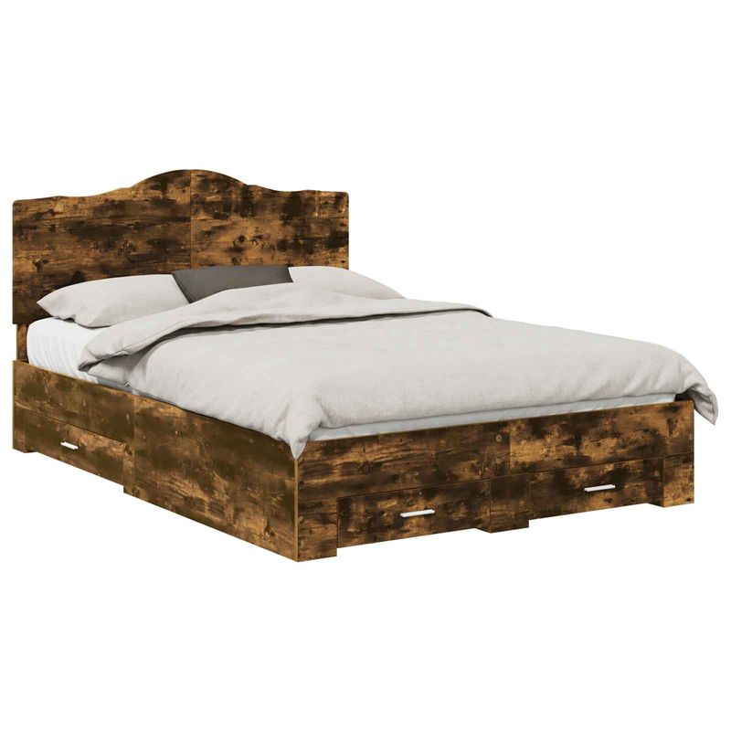 Casa si Gradina - Mobilier - Paturi si accesorii - Paturi - Cadru de pat Stejar fumuriu 150 x 200 cm Lemn compozit - Infinity.ro