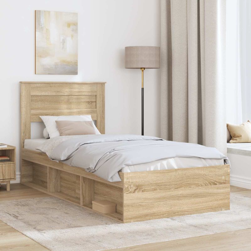 Casa si Gradina - Mobilier - Paturi si accesorii - Paturi - Cadru de pat Stejar Sonoma 90 x 200 cm Lemn de pin masiv - Infinity.ro