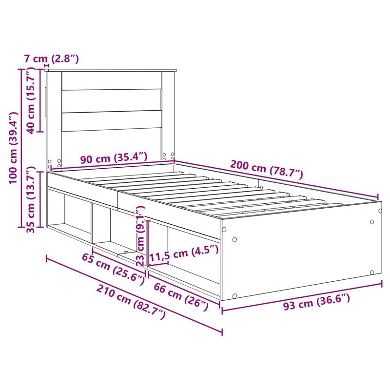 Casa si Gradina - Mobilier - Paturi si accesorii - Paturi - Cadru de pat Stejar Sonoma 90 x 200 cm Lemn de pin masiv - Infinity.ro