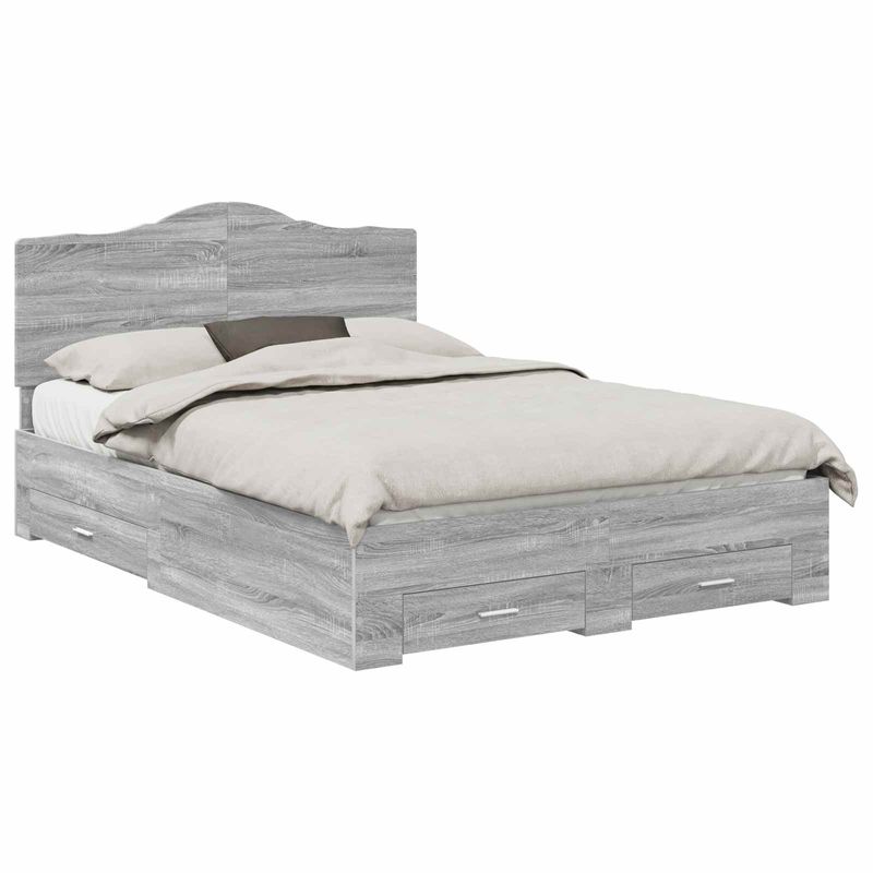 Casa si Gradina - Mobilier - Paturi si accesorii - Paturi - Cadru de pat cu headboard Gri Sonoma 140 x 200 cm Lemn compozit - Infinity.ro