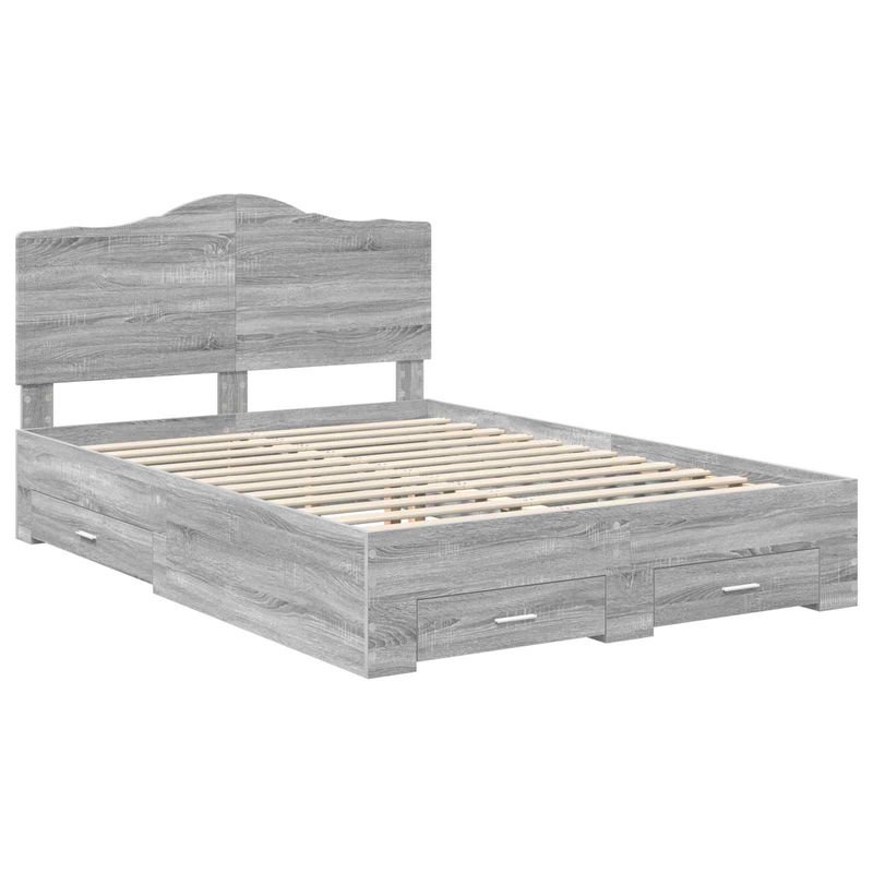 Casa si Gradina - Mobilier - Paturi si accesorii - Paturi - Cadru de pat cu headboard Gri Sonoma 140 x 200 cm Lemn compozit - Infinity.ro