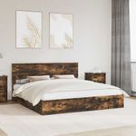 Casa si Gradina - Mobilier - Paturi si accesorii - Paturi - Pat cu storage Stejar fumuriu 180 x 200 cm Lemn compozit - Infinity.ro