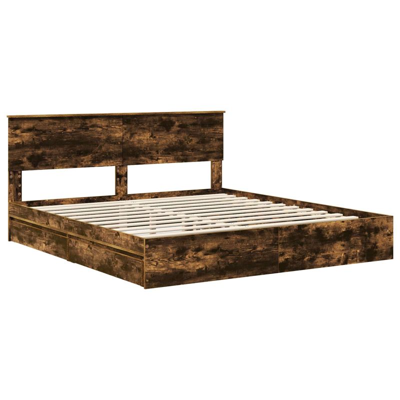 Casa si Gradina - Mobilier - Paturi si accesorii - Paturi - Pat cu storage Stejar fumuriu 180 x 200 cm Lemn compozit - Infinity.ro